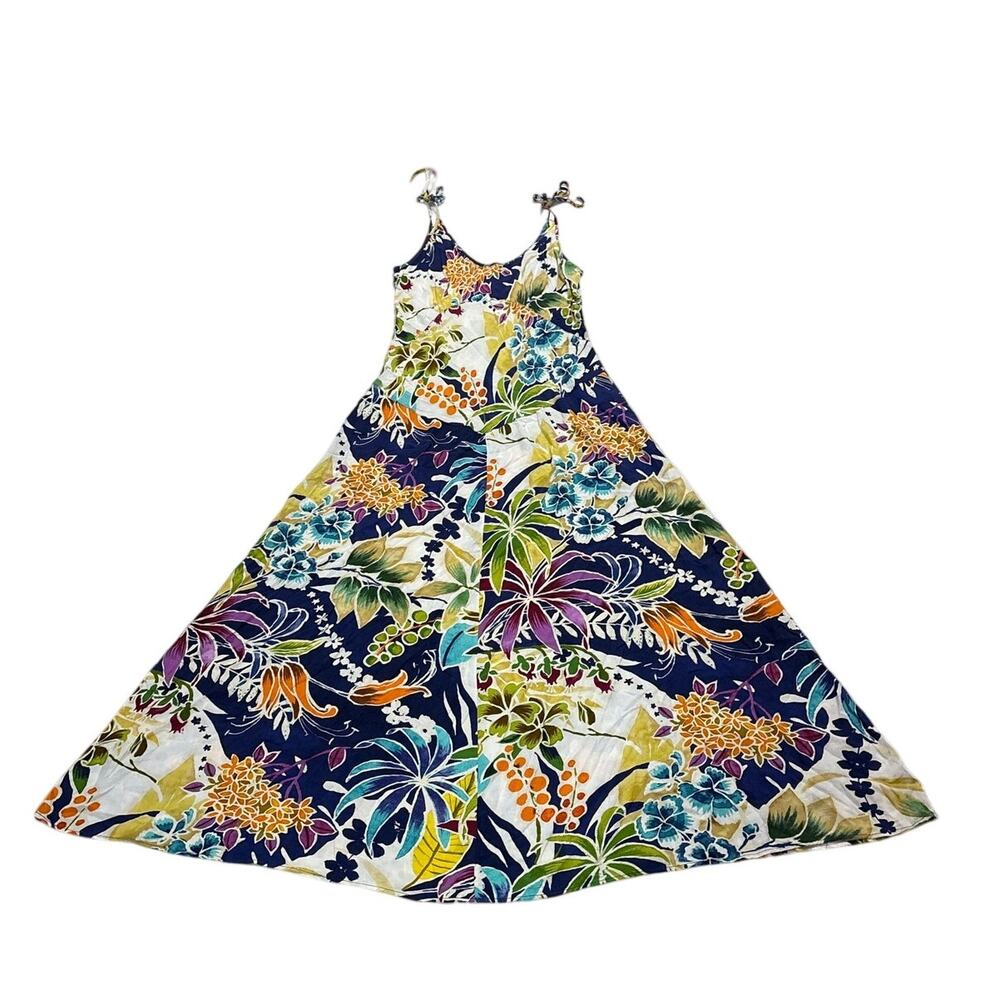 Jams World Womens XL Maxi Dress Colorful Floral Tropical Wearable Art Valencia
